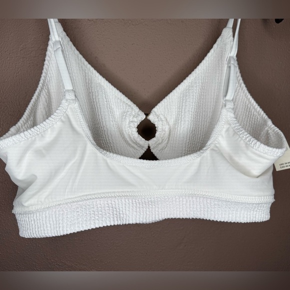 Aerie Crinkle Scoop Cutout Bikini Top White Textured XXL NWT Swim Vacation Boho - Picture 16 of 16